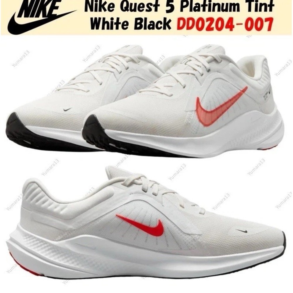 Nike Quest 5 Platinum Tint White Black DD0204-007 Men's Size 11.5 Woman 13 NEW